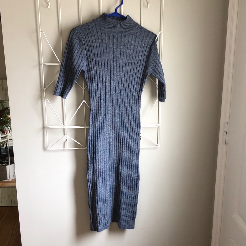 Ribbed knit dress (midi) navy/slate marled